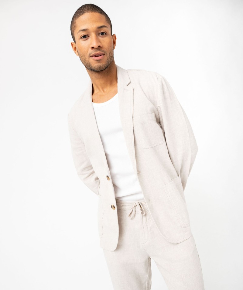 Veste de costume homme en lin mélangé[MISSING]